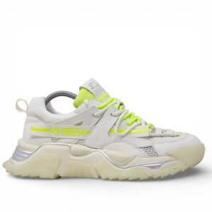 Steve Madden Power White Neon Yellow Chunky Platform Sneakers Womens 10
